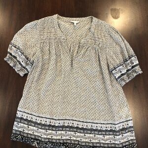 Joie Black and White Patterned Blouse